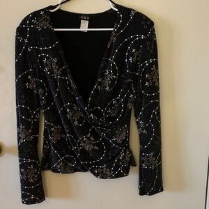 MSK Black and Sparkly Women's Blouse